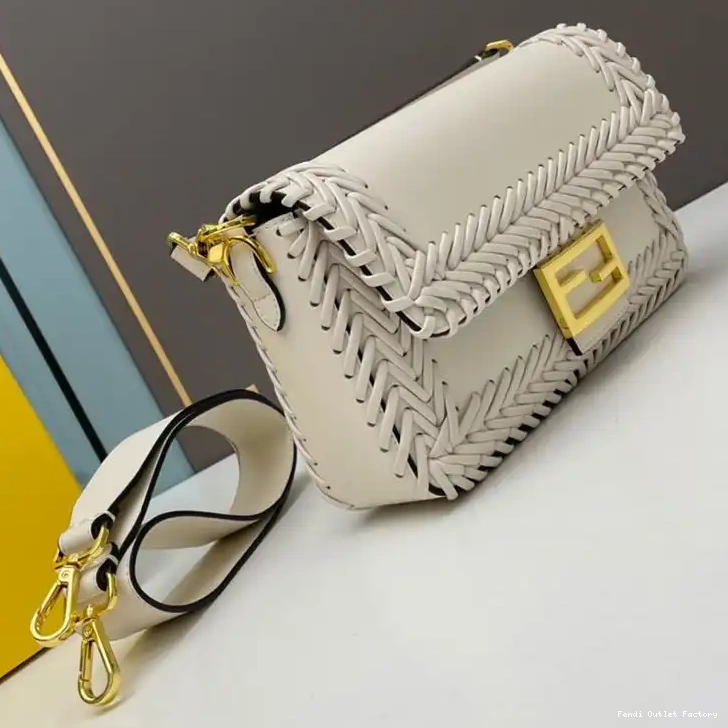 Cheap HOT Baguette Stitching White Bag In Fendi Medium Leather 0429